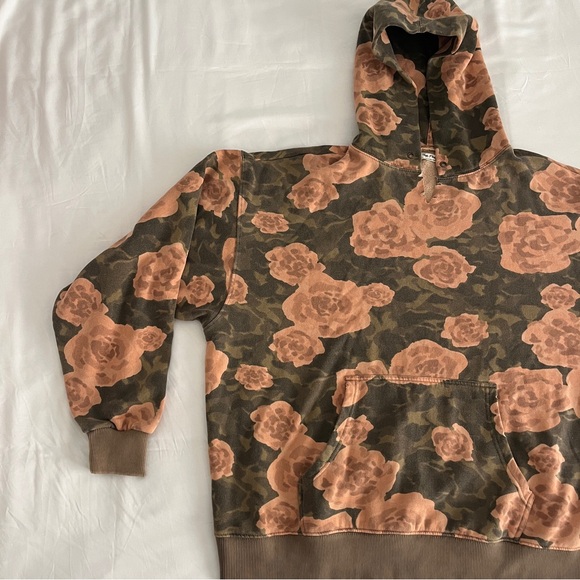 Free People Its A Vibe Printed Hoodie Sz M Floral Distressed Oversized Boho - Picture 3 of 14